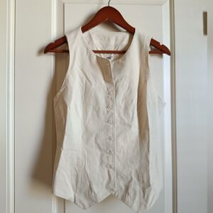 a new day Cream Sleeveless Button-Front Vest